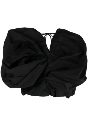 JNBY V-neck draped crop top - Black