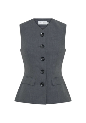 Anna Quan Kendall button-fastening peplum top - Grey