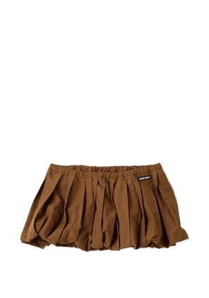 Miu Miu pleated gingham check miniskirt - Brown