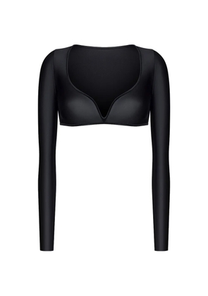 KOROBEYNIKOV long-sleeve V-neck crop top - Black
