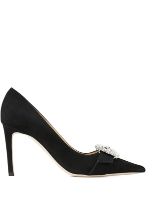 Jimmy Choo 85mm Cheri crystal-buckle pumps - Black