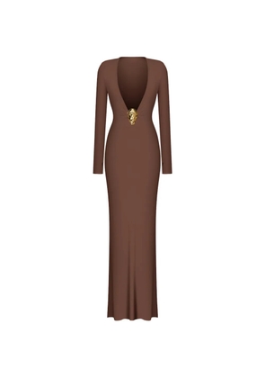KOROBEYNIKOV gold-tone hardware maxi dress - Brown