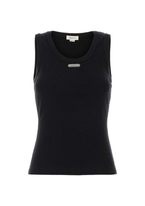 Alexander McQueen logo-plaque ribbed tank top - Black