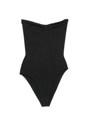 Hunza G crinkle-effect strapless swimsuit - Black