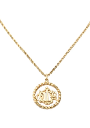 Christian Dior Pre-Owned 1980-1990 Gold Plated Logo Pendant Necklace costume necklace