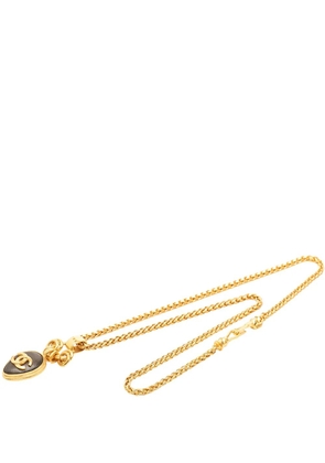 CHANEL Pre-Owned 1997 CC Gold Plated Wood Pendant Necklace costume necklace