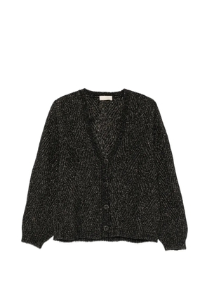 MOMONÌ Saiki metallic-effect V-neck wool cardigan - Black