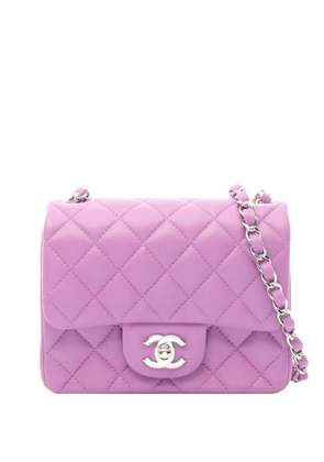 CHANEL Pre-Owned 2019 Mini Quilted Lambskin Single Flap crossbody bag - Purple