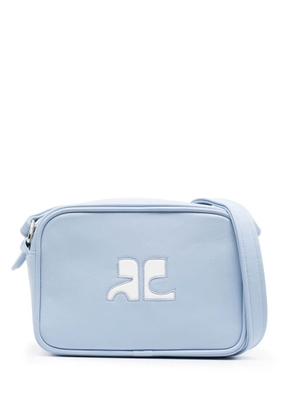 Courrèges logo-patch leather crossbody bag - Black