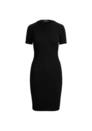 Lauren Ralph Lauren cable-knit short-sleeve sweater mini dress - Black