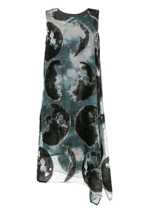 Y's Moon print sleeveless midi dress - Blue