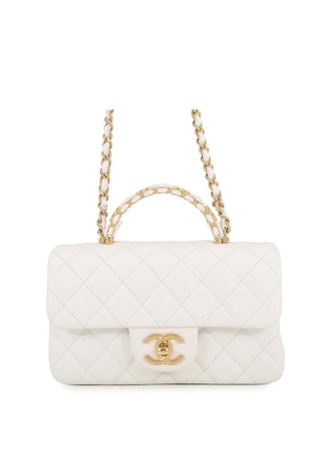 CHANEL Pre-Owned 2021-2026 Mini CC Quilted Caviar Handy Flap satchel - White
