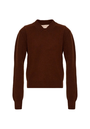 Marni ribbed-knit V-neck sweater - Brown