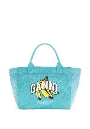 GANNI banana-print tote bag - Blue