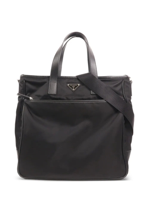 Prada Pre-Owned Saffiano-leather trim shoulder bag - Black