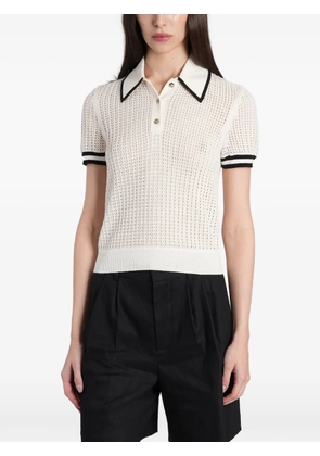 alice + olivia open-knit contrast-trim polo shirt - Neutrals
