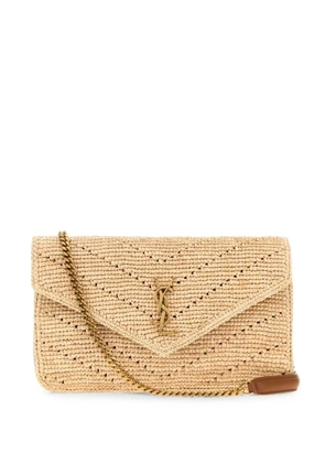 Saint Laurent Loulou raffia shoulder bag - Neutrals