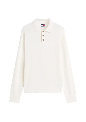 Tommy Hilfiger logo-patch long-sleeve polo shirt - Neutrals