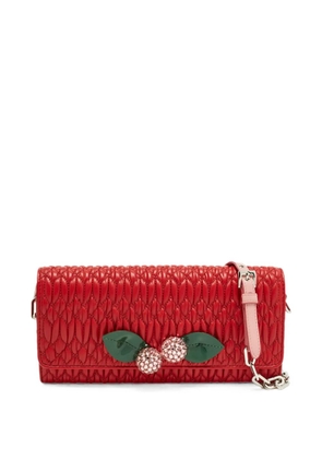 Miu Miu Pre-Owned matelassé crystal-embellished wallet-on-chain - Red