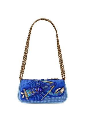 Kurt Geiger London crystal-embellished lobster-patch shoulder bag - Blue