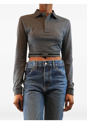 Loewe Pre-Owned cropped logo-waistband polo shirt - Grey
