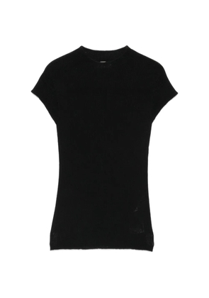 MOMONÌ Kame ribbed-knit cap-sleeve wool T-shirt - Black