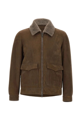 VOLFAGLI Brunelleschi shearling-collar suede jacket - Brown
