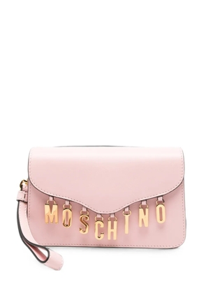 Moschino logo-lettering leather cross body bag - Pink