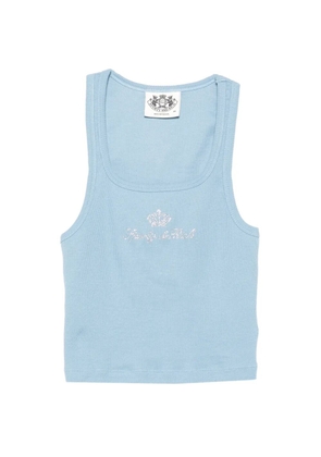 Sporty & Rich Juicy rhinestone-logo ribbed tank top - Blue