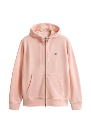 Gant logo-embroidered zip-up hoodie - Pink