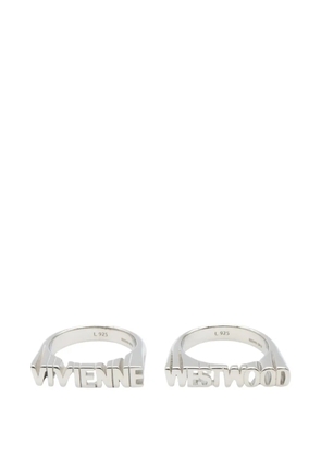 Vivienne Westwood Pre-Owned 2020s Essex logo-lettering rings (set of two) - Silver
