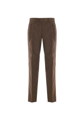 Caruso pleated moleskin trousers - Brown