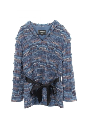 CHANEL Pre-Owned 1986-1988 belted tweed top - Blue