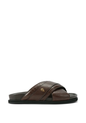 Kurt Geiger London Baron croc-embossed cross sandals - Brown