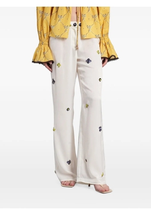 SIEDRES button-embellished wide-leg trousers - Neutrals
