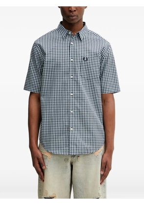 Fred Perry gingham embroidered-logo shirt - Blue