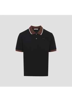 Marni logo-print polo shirt - Black