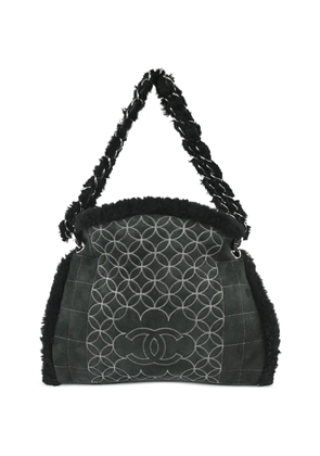 CHANEL Pre-Owned 2005-06 Choco Bar sheepskin tote bag - Black