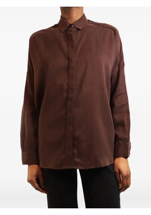 Sessùn satin-finish long-sleeve shirt - Brown