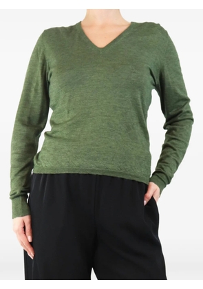 Etro Pre-Owned fine-knit V-neck long-sleeve cashmere T-shirt - Green