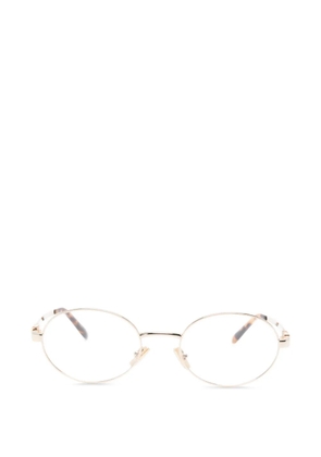 Miu Miu Eyewear oval-frame logo-plaque glasses - Gold