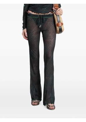 SIEDRES check-pattern lettuce-trim trousers - Black