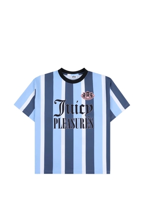Juicy Couture x Pleasures striped logo-print T-shirt - Blue