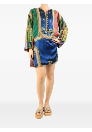 Paul Smith Vintage embroidered silk tunic mini dress - Blue