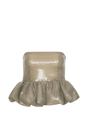 ROTATE BIRGER CHRISTENSEN sequin-embellished peplum top - Neutrals