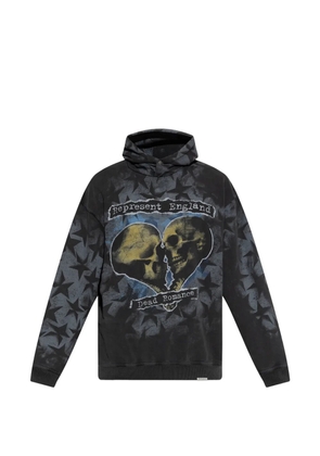 Represent graphic-print star-pattern hoodie - Black