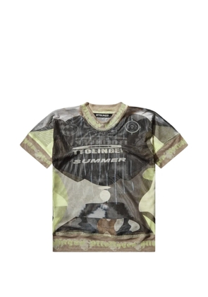 Ottolinger graphic-print mesh T-shirt - Brown