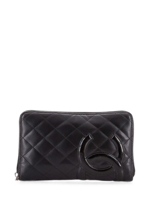 CHANEL Pre-Owned Cambon Zip Around Organizer Wallet Quilted Lambskin small wallets - Black