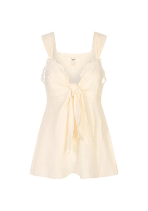 Chloé lace-trim knotted sleeveless blouse - White