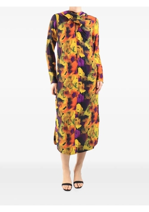 GANNI abstract-print midi dress - Yellow